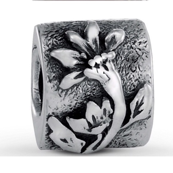 Pandora 2 sided oval Poinsettia Charm •Retired - Picture 2 of 5